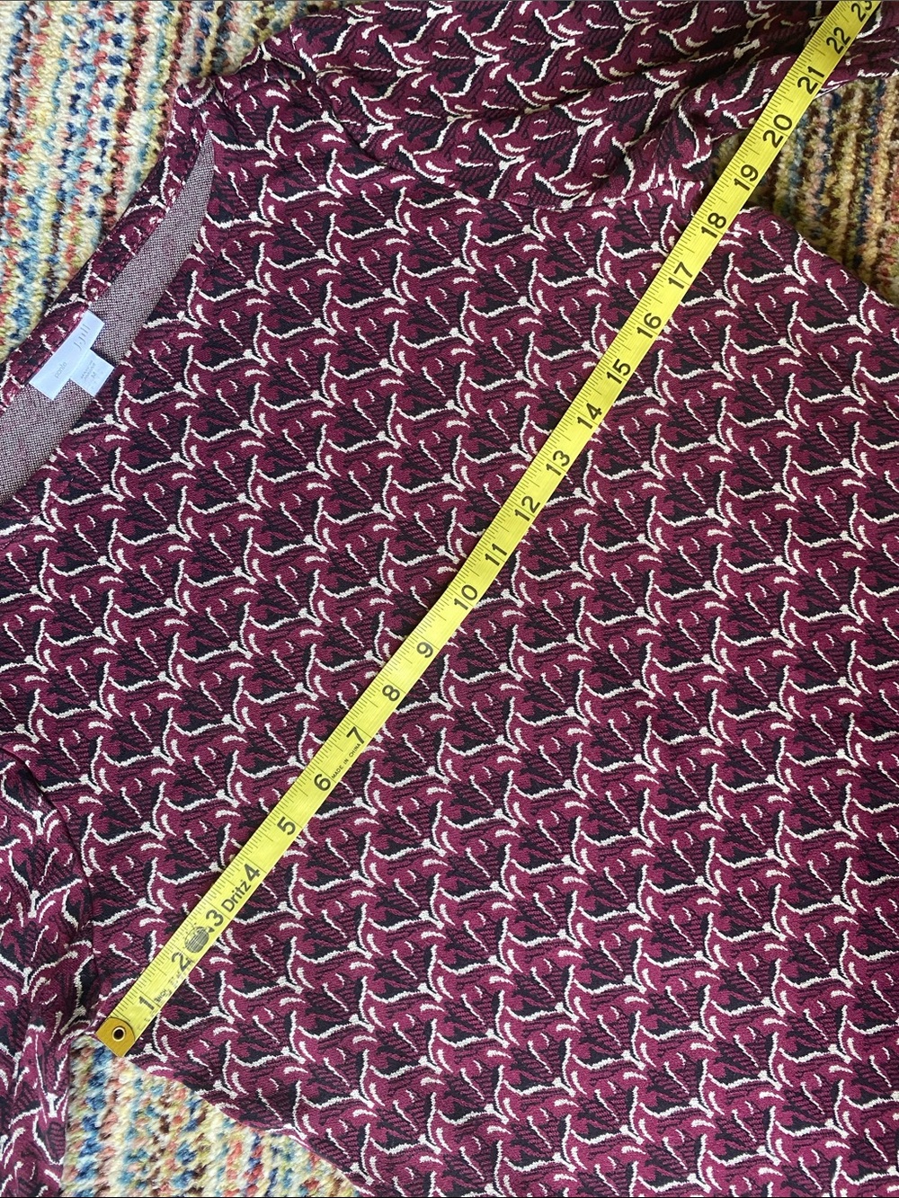 J Jill Ponte Tunic with Burgundy and Black Pattern M - Picture 5 of 11